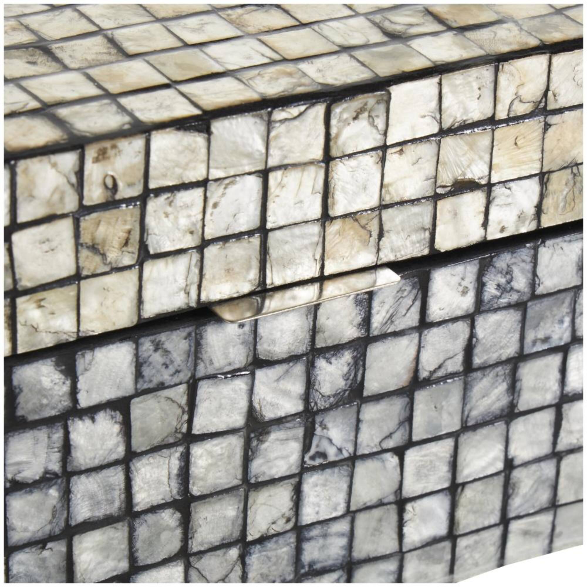 Gray Mother of Pearl Shell Geometric Handmade Square Mosaic Storage Box Set